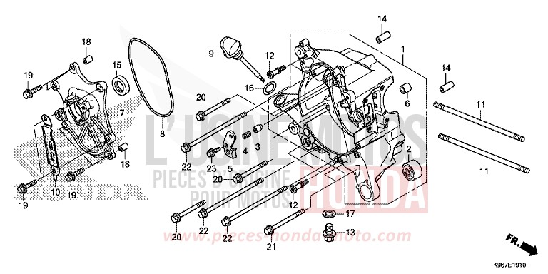 RIGHT CRANKCASE for PCX 125 PEARL SPLENDOR RED (R369) from 2019